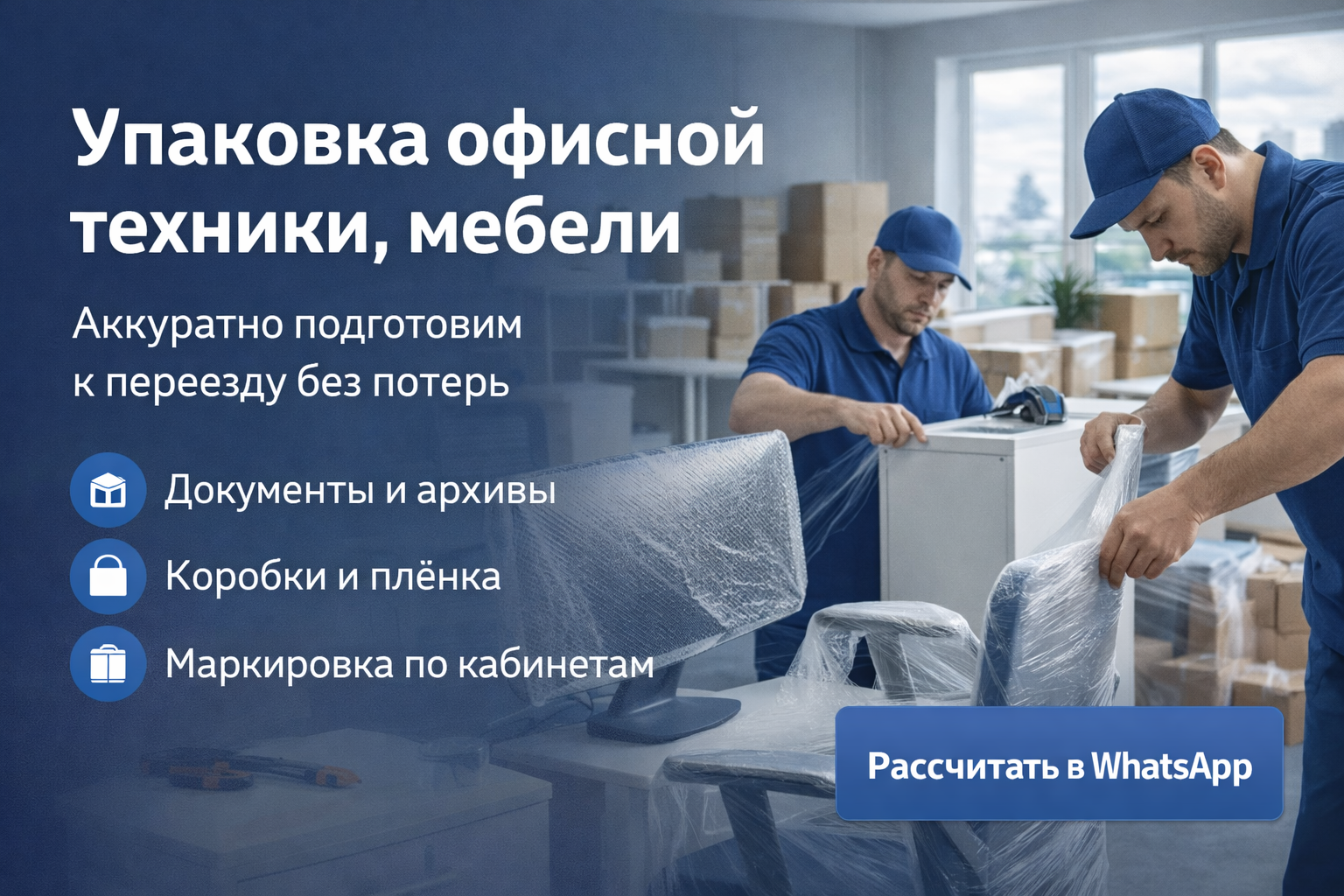Упаковка офисной мебели и техники в Ташкенте